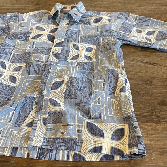 Hawaiian Shirt Vintage Go Barefoot Beach Vacation  Tribal Reverse Print Summer - Picture 2 of 13